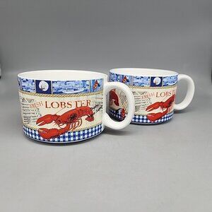 Set of 2 Cape Shore 16 oz Clam Chowder Lobster Mug Soup Stew Bowls Nova Scotia